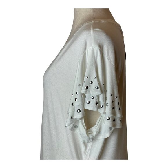INC International Concepts White Ruffled Tiered‎ Short Sleeve Tee Size XXL - Picture 6 of 9